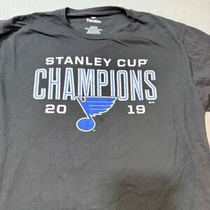 Fanatics St Louis Blues Stanley Cup Champions 2019 Black T Shirt Mens XL